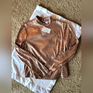 NWT Rose Gold Sequin Blouse